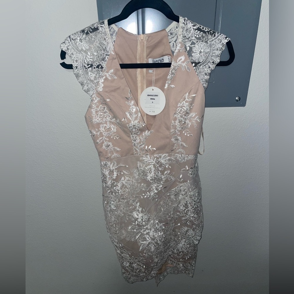 Tan and Cream Lace Dress